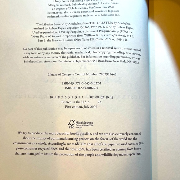 FIRST EDITION BOOK 7 Harry Potter series, The Deathly Hallows WITH RARE ERRORS - Picture 9 of 13